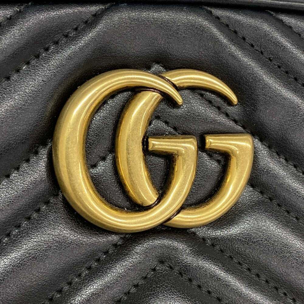 GUCCI Black Leather GG Marmont Shoulder Bag - Picture 9 of 10